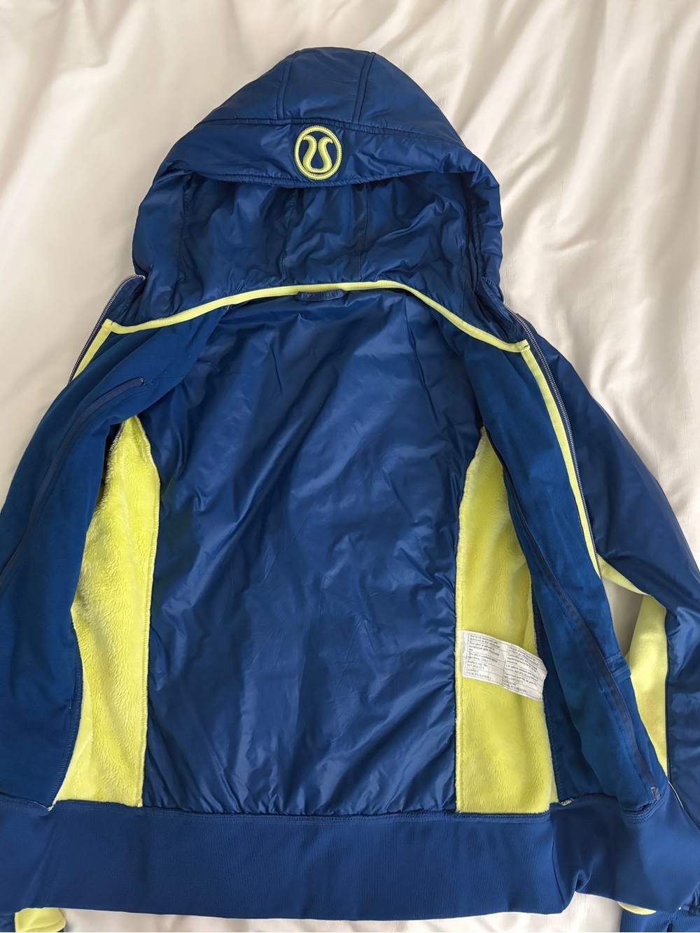 Lululemon Uba Scuba Hoodie Puffer Jacket Blue Yellow Size 6 - Picture 5 of 5